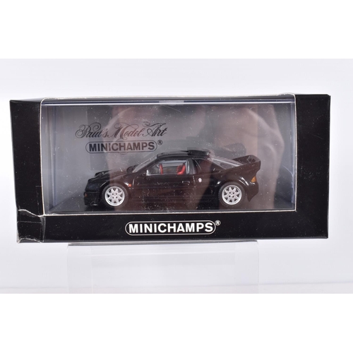 190 - FIVE BOXED MINICHAMPS 1:43 SCALE METAL MODEL VEHICLES , to include a 2009 Ford Focus RS in White, it... 