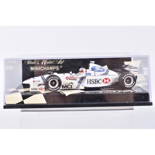 191 - TEN BOXED MINICHAMPS METAL 1:43 SCALE MODEL VEHILCES, to include a McLaren MP4-2 Tag Turbo 1984,   N... 