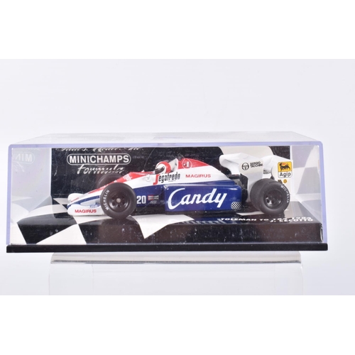 191 - TEN BOXED MINICHAMPS METAL 1:43 SCALE MODEL VEHILCES, to include a McLaren MP4-2 Tag Turbo 1984,   N... 