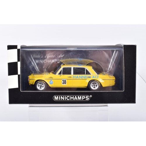 192 - FIVE BOXED MINICHAMPS 1:43 SCALE METAL MODEL VEHICLES, to include an Audi TT-R DTM 2000 Team Abt Ch ... 