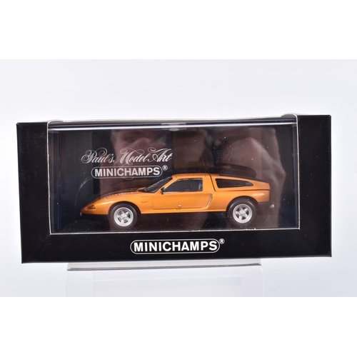 193 - SIX BOXED MINICHAMPS 1:43 SCALE METAL MODEL VEHICLES, to include a Porsche 911 turbo 1977 in black, ... 