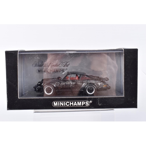 193 - SIX BOXED MINICHAMPS 1:43 SCALE METAL MODEL VEHICLES, to include a Porsche 911 turbo 1977 in black, ... 