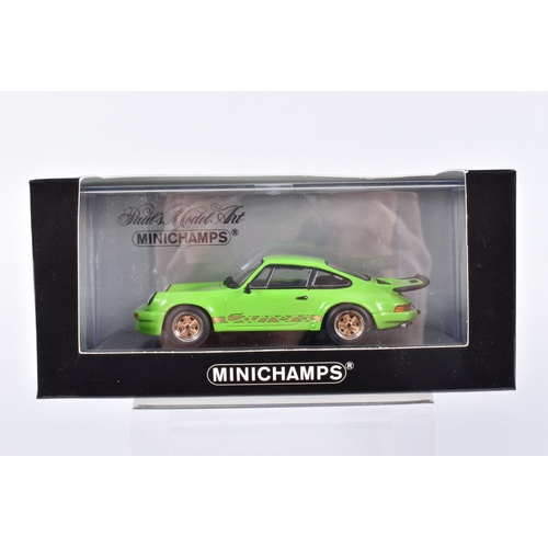 193 - SIX BOXED MINICHAMPS 1:43 SCALE METAL MODEL VEHICLES, to include a Porsche 911 turbo 1977 in black, ... 