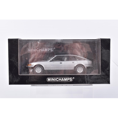 196 - FIVE BOXED MIINICHAMPS 1:43 SCALE METAL MODEL VEHILCES, to include a Triumph TR6 1968 in yellow, ite... 