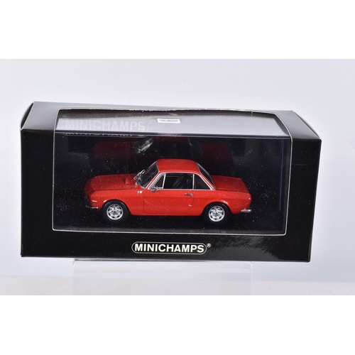 197 - SEVEN BOXED MINICHAMPS 1:43 SCALE METAL MODEL VEHILCES,  to include a  1970 Lancia Fulvia 1600 HF in... 