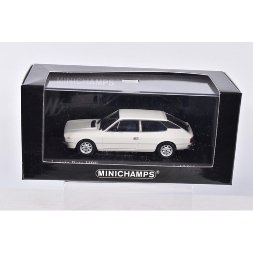 197 - SEVEN BOXED MINICHAMPS 1:43 SCALE METAL MODEL VEHILCES,  to include a  1970 Lancia Fulvia 1600 HF in... 