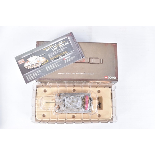 198 - FOUR BOXED CORGI WORLD WAR II 1:50 SCALE DIE-CAST MILITARY VEHICLES, the first a War Across the West... 