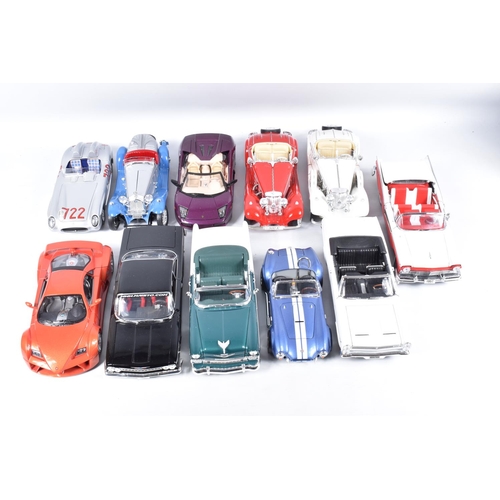 200 - A COLLECTION OF UNBOXED 1/18 SCALE DIECAST AND PLASTIC CAR MODELS, assorted models by Sun Star, Yat ... 