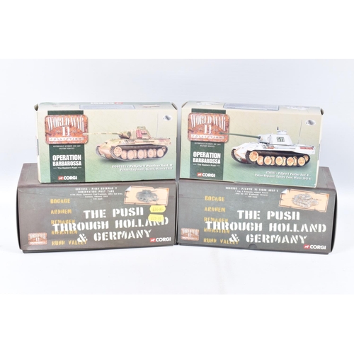 212 - FOUR BOXED CORGI WORLD WAR II 1:50 SCALE DIE-CAST MILITARY VEHICLES,  to include two Operation Barba... 