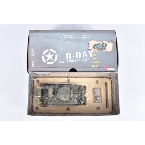 216 - FIVE BOXED CORGI D-DAY 60TH ANNIVERSARY 1:50 SCALE MILITARY VEHICLES, the first a M4 A3 Sherman   Th... 