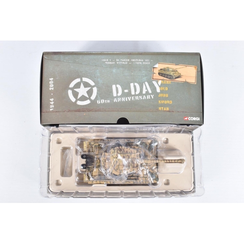 216 - FIVE BOXED CORGI D-DAY 60TH ANNIVERSARY 1:50 SCALE MILITARY VEHICLES, the first a M4 A3 Sherman   Th... 