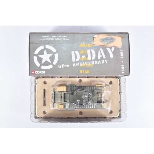 216 - FIVE BOXED CORGI D-DAY 60TH ANNIVERSARY 1:50 SCALE MILITARY VEHICLES, the first a M4 A3 Sherman   Th... 