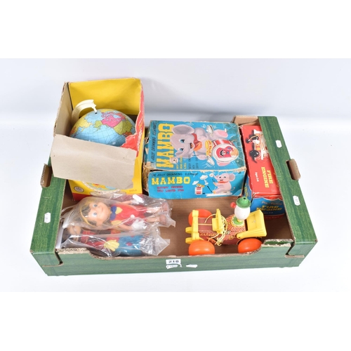 218 - A QUANTITY OF ASSORTED TOYS, to include two Disney plastic poseable figures, 'Pinocchio' and 'Goofy'... 