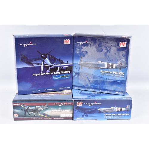 222 - FOUR BOXED HM HOBBYMASTER 1:48 SCALE AIR POWER SERIES DIE-CAST MODEL MILITARY AIRCRAFTS, the first a... 