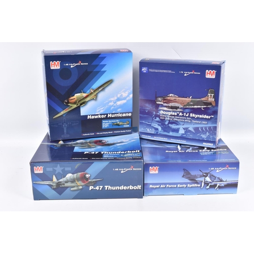 224 - FOUR BOXED HOBBY MASTER AIR POWER SERIES DIECAST MODEL AIRCRAFTS,  the first is a 1:48 scale Royal A... 