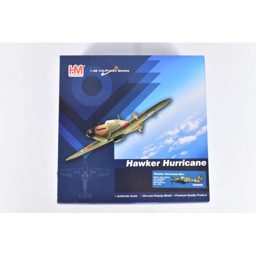 224 - FOUR BOXED HOBBY MASTER AIR POWER SERIES DIECAST MODEL AIRCRAFTS,  the first is a 1:48 scale Royal A... 