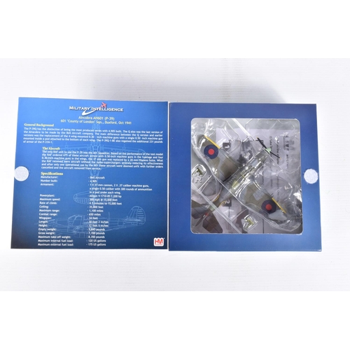 226 - SEVEN BOXED HOBBY MASTER AIR POWER SERIES DIECAST MODEL AIRCRAFTS, to include a 1:72 scale Aircobra ... 