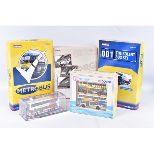 234 - FOUR BOXED CORGI ORIGINAL OMNIBUS COMPANY BUS AND COACH SETS, The Solent Bus Set, No.OM99166, Metrob... 