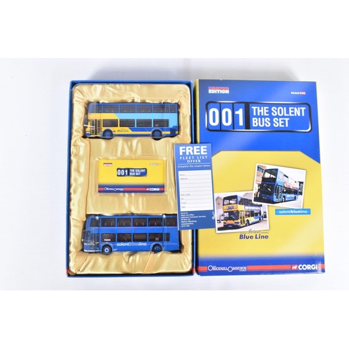 234 - FOUR BOXED CORGI ORIGINAL OMNIBUS COMPANY BUS AND COACH SETS, The Solent Bus Set, No.OM99166, Metrob... 