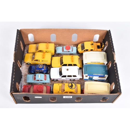 240 - A QUANTITY OF UNBOXED AND ASSORTED CORGI AND DINKY TOYS DRIVING SCHOOL AND ROAD SERVICE VEHICLES, to... 