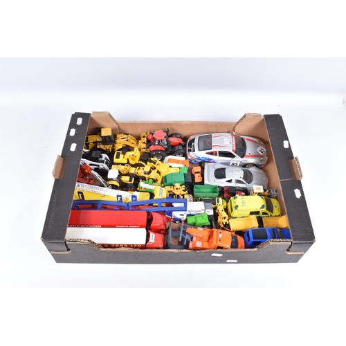 244 - A QUANTITY OF UNBOXED AND ASSORTED MODERN DIECAST AND PLASTIC VEHICLES, to include Norscott Caterpil... 