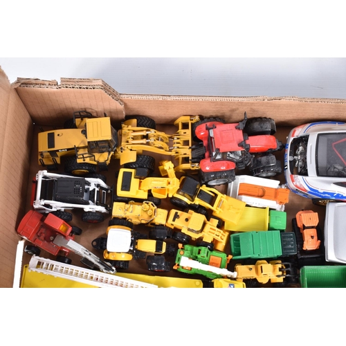 244 - A QUANTITY OF UNBOXED AND ASSORTED MODERN DIECAST AND PLASTIC VEHICLES, to include Norscott Caterpil... 