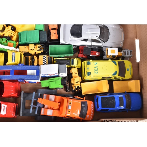 244 - A QUANTITY OF UNBOXED AND ASSORTED MODERN DIECAST AND PLASTIC VEHICLES, to include Norscott Caterpil... 