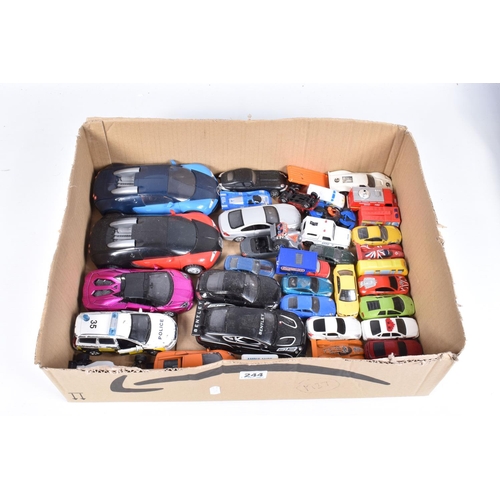 244 - A QUANTITY OF UNBOXED AND ASSORTED MODERN DIECAST AND PLASTIC VEHICLES, to include Norscott Caterpil... 