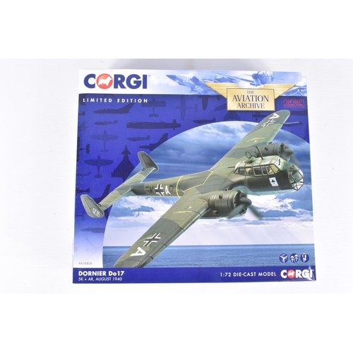 246 - THREE BOXED LIMITED EDITION CORGI AVIATION ARCHIVE MODEL MILITARY AIRCRAFTS, the first a 1:48 scale ... 