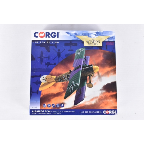 246 - THREE BOXED LIMITED EDITION CORGI AVIATION ARCHIVE MODEL MILITARY AIRCRAFTS, the first a 1:48 scale ... 