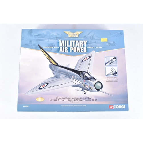 247 - THREE BOXED LIMITED EDITION CORGI AVIATION ARCHIVE MILITARY AIR POWER 1:72 SCALE MODEL DIE-CAST MILI... 