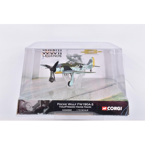 252 - SIX BOXED CORGI WWII LEGENDS 1:72 SCALE DIE-CAST MILITARY AIRCRAFTS, the first a P51D Mustang, numbe... 