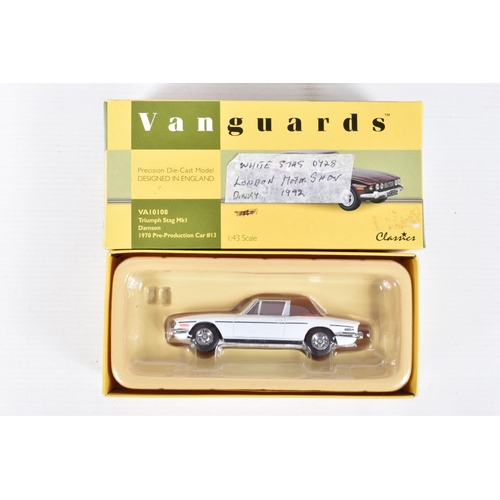 253 - A QUANTITY OF MATCHBOX DINKY COLLECTION TRIUMPH STAG SPORTS CAR MODELS, No.DY-28, one in white and o... 