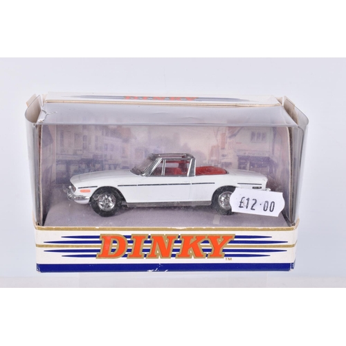 253 - A QUANTITY OF MATCHBOX DINKY COLLECTION TRIUMPH STAG SPORTS CAR MODELS, No.DY-28, one in white and o... 