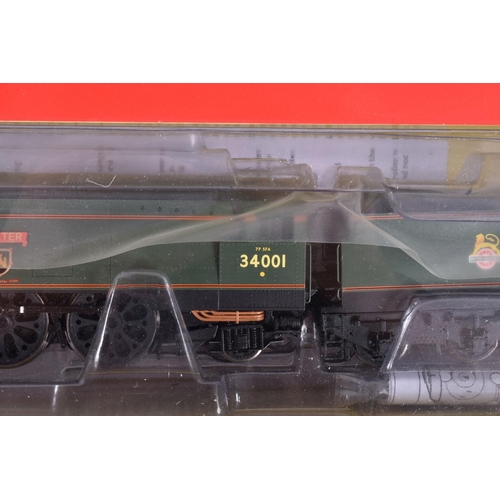 288 - A BOXED OO GAUGE HORNBY RAILWAY MODEL, BR West Country Class 4-6-2 Steam Locomotive,  no. 34001 'Exe... 