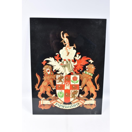 369 - A LONDON NORTH EASTERN RAILWAY COAT OF ARMS TRANSFER, varnished and mounted on a plastic panel, size... 