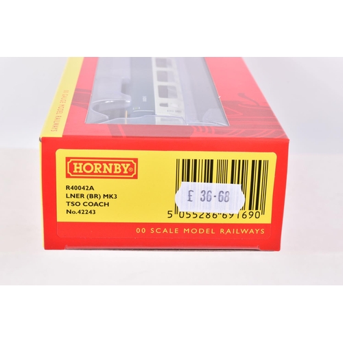 377 - FIVE BOXED OO GAUGE HORNBY ROLLING STOCK TRAILER MODELS, to include a Mk3 TFO trailer First Class Op... 