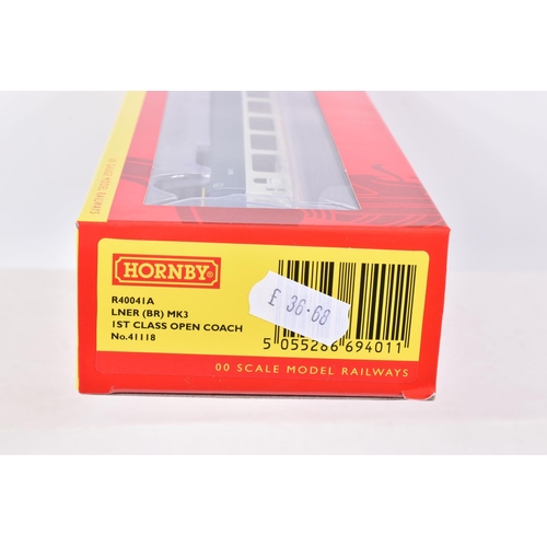 377 - FIVE BOXED OO GAUGE HORNBY ROLLING STOCK TRAILER MODELS, to include a Mk3 TFO trailer First Class Op... 