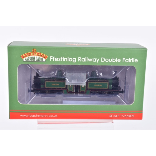 382 - A BOXED OO9 NARROW GAUGE BACHMANN BRANCHLINE MODEL LOCOMOTIVE,  Ffestiniog Railway Double Fairlei 'M... 