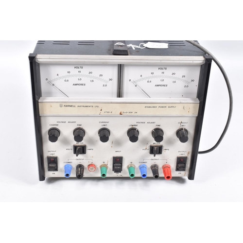 406 - A FARNELL INSTRUMENTS LTD. LT30-2 STABILISED POWER SUPPLY, 2 x 0-30V 2A, not tested, with mains powe... 