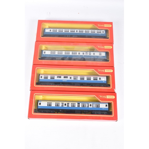 407 - A QUANTITY OF BOXED OO GAUGE MODEL RAILWAY LOCOMOTIVES AND COACHING STOCK, to include Tri-ang Hornby... 