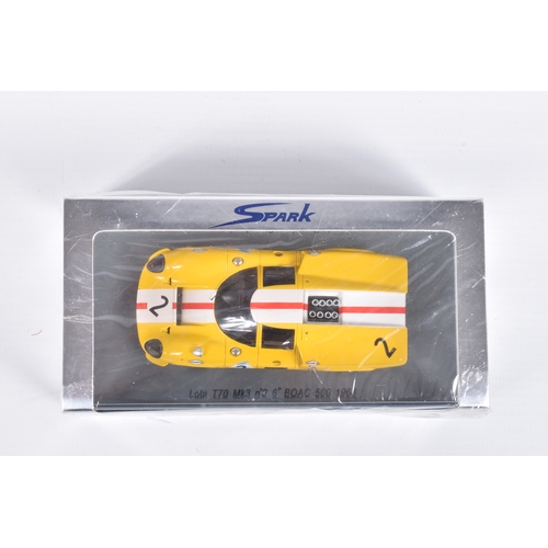 254 - FIVE BOXED SPARK MODEL MINIMAX VEHICLES, the first us a Lola T70 Mk3 no2 6TH BOAC 500 1968, Jo Bonni... 