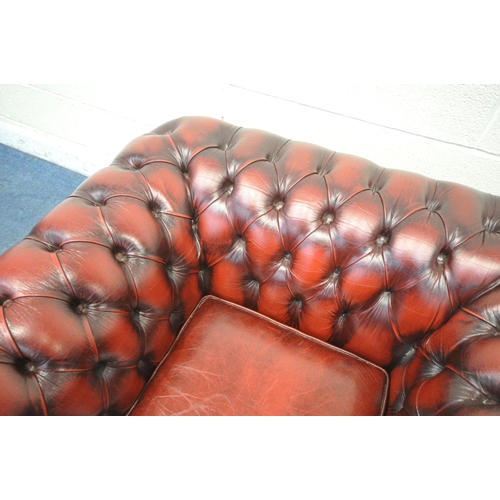 1205 - AN OXBLOOD LEATHER CHESTERFIELD CLUB CHAIR, width 107cm x depth 90cm x height 67cm (condition report... 