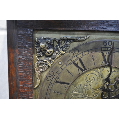 1209 - A.ALLEN OF BURLEY, A 20TH CENTURY OAK CASED GRANDDAUGHTER CLOCK, with a single fusee movement, the g... 