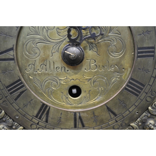 1209 - A.ALLEN OF BURLEY, A 20TH CENTURY OAK CASED GRANDDAUGHTER CLOCK, with a single fusee movement, the g... 