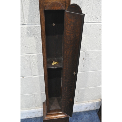 1209 - A.ALLEN OF BURLEY, A 20TH CENTURY OAK CASED GRANDDAUGHTER CLOCK, with a single fusee movement, the g... 