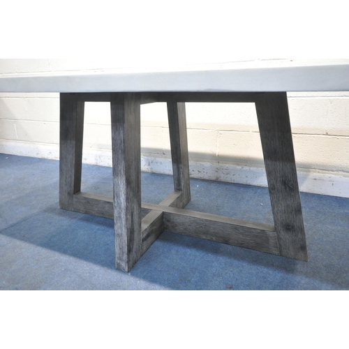 1249 - A STONE EFFECT RECTANGULAR DINING TABLE, on cross shaped legs, length 190cm x depth 100cm x height 7... 