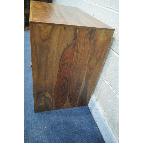 1255 - A HARDWOOD CABINET, with two cupboard doors, width 80cm x depth 51cm x height 75cm (condition report... 