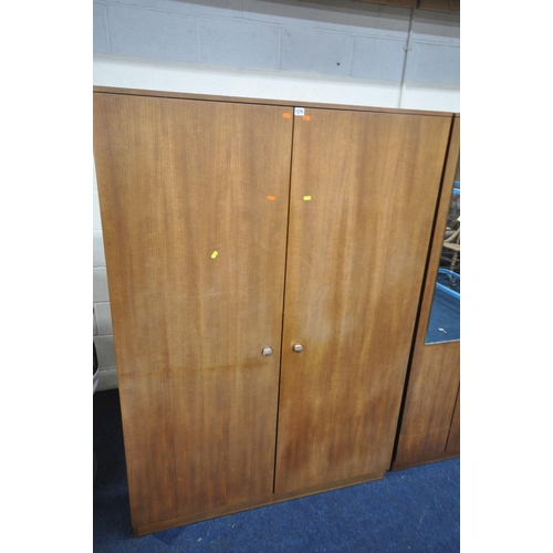 1275 - A MID CENTURY AVALON TEAK TWO PIECE BEDROOM SUITE, comprising a double door wardrobe, width 122cm x ... 