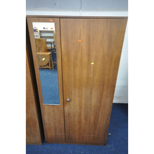 1275 - A MID CENTURY AVALON TEAK TWO PIECE BEDROOM SUITE, comprising a double door wardrobe, width 122cm x ... 